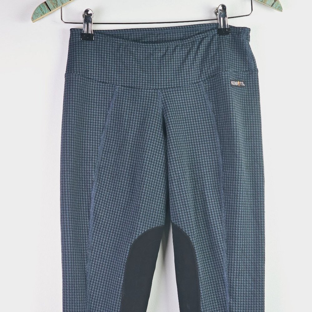 Kerrits Momentum Knee Patch Blue Houndstooth Tight Riding Breeches, Sz XS - Picture 3 of 9